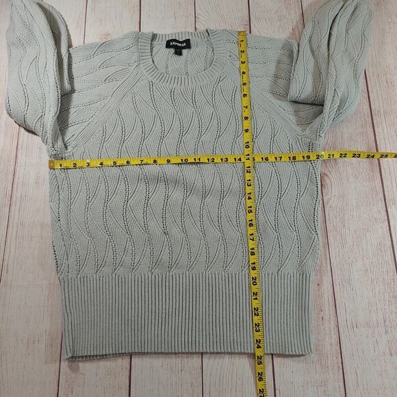 Express gray Raglan bishop sleeve crew neck stretch sweater sz XL - Picture 6 of 7